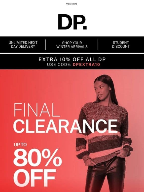 Extra 10% off all DP