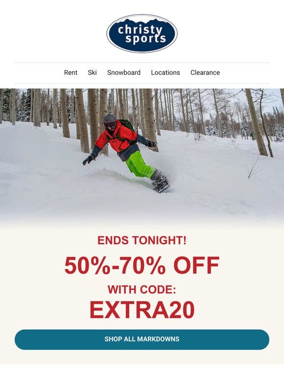 EXTRA 20% off ENDS TONIGHT
