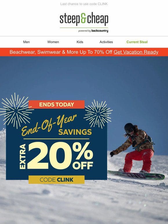 Extra 20% off ends today