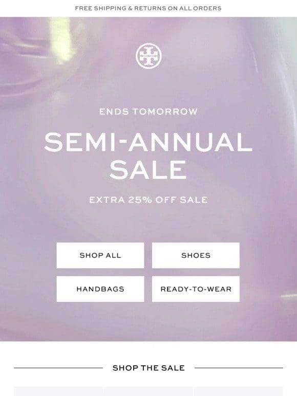 Extra 25% off sale ends tomorrow