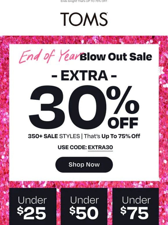 Extra 30% off | End of Year Blow Out Sale