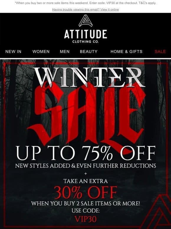 Extra 30% off SALE prices*