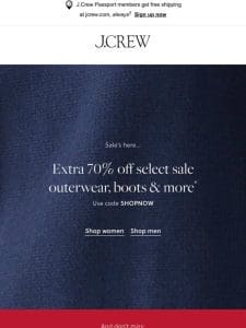 Extra 70% off select winter sale is on