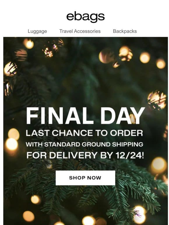 FINAL DAY for Ground Shipping in Time for 12/24!