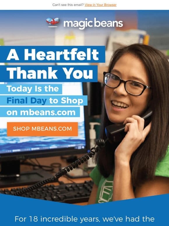 FINAL DAY to Shop at mbeans.com