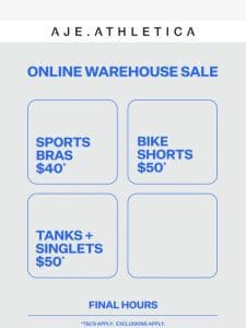 FINAL HOURS | Online Warehouse Sale