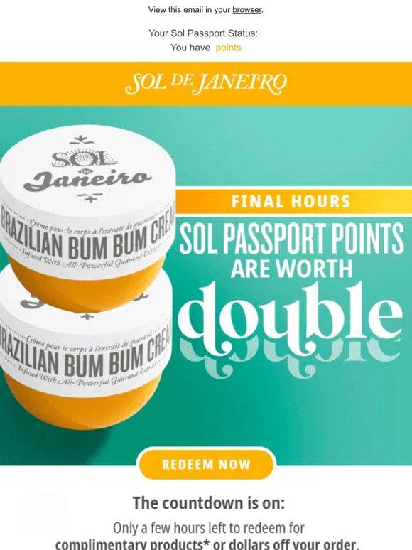 FINAL HOURS: Sol Passport points are worth double!