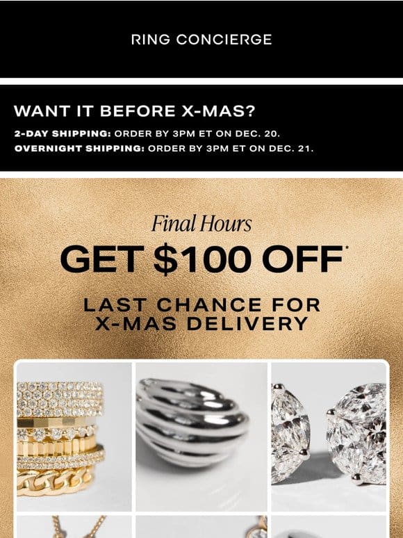 FINAL HOURS: X-mas delivery + $100 OFF