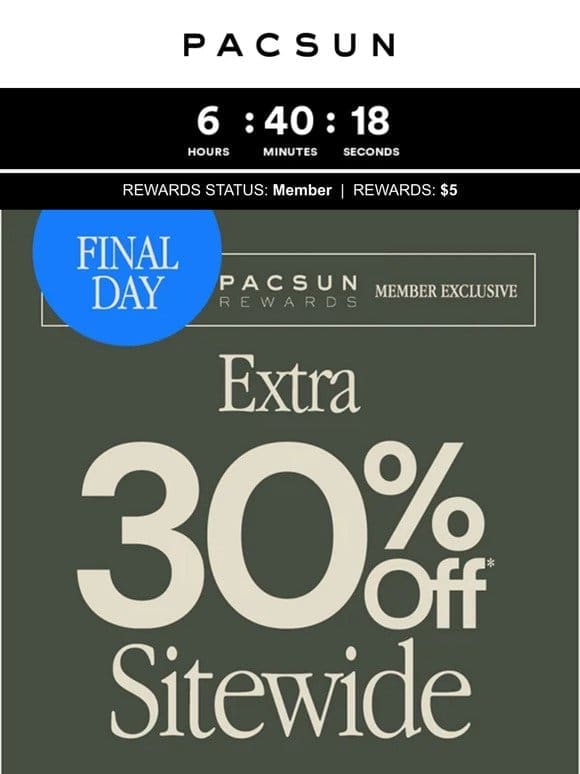 FINAL HRS: Extra 30% Off Sitewide & $19 Jeans & Pants
