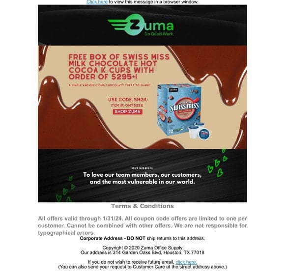FREE Box of Hot Cocoa K-Cups from Zuma!