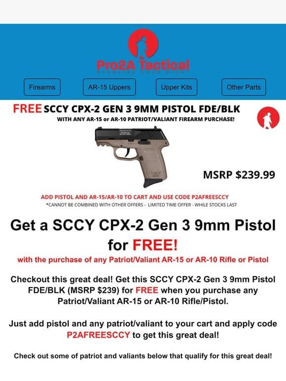 FREE SCCY CPX-2 GEN 3 9MM PISTOL!*