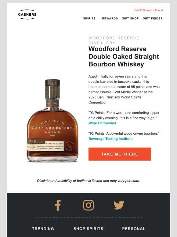 [FREE SHIPPING] Woodford Reserve Double Oaked Bourbon