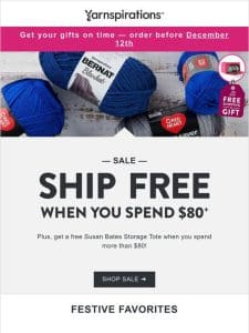 FREE SHIPPING when you spend $80+