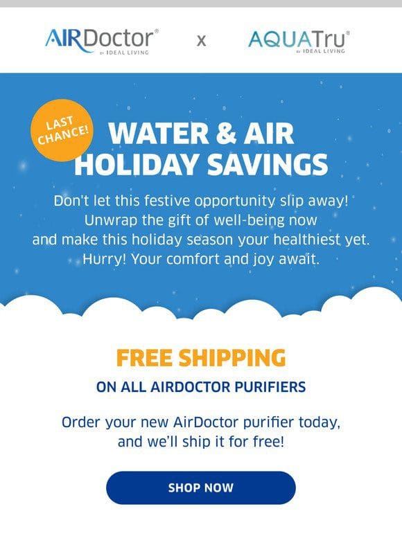 FREE Shipping on AirDoctor Purifiers | FREE Gifts With AquaTru Connect Purchase
