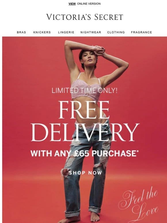 FREE delivery with any purchase of £65 or more