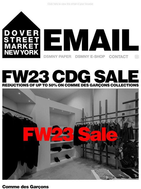 FW23 CDG Sale now on with reductions of up to 50%
