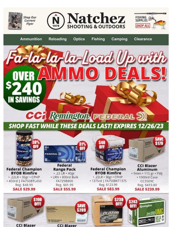 Fa-la-la-la Load Up with Over $240 in Savings on Ammo!