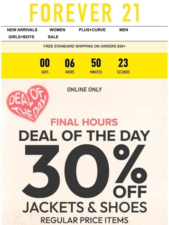 Final Countdown! 30% Off Jackets & Shoes