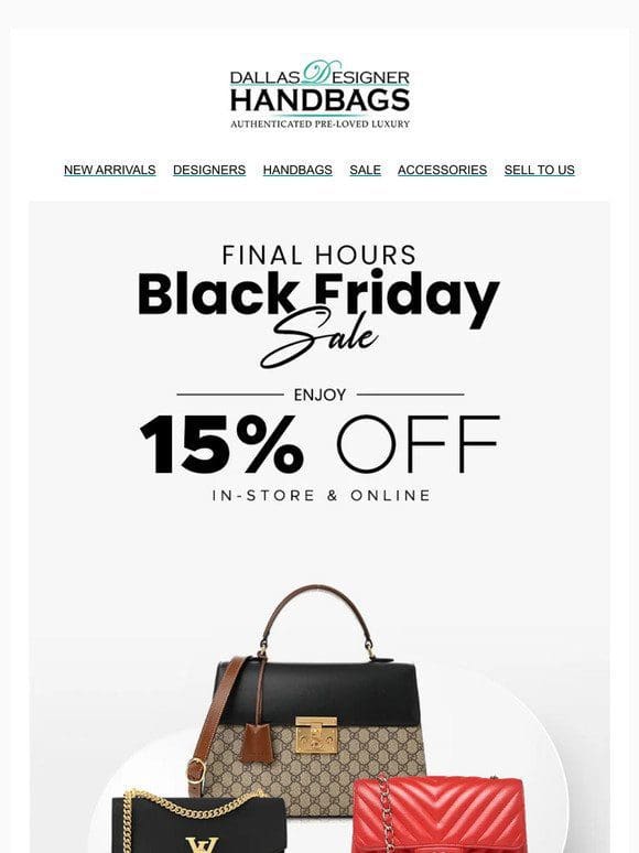 Final Hours: 15% OFF Black Friday Sale
