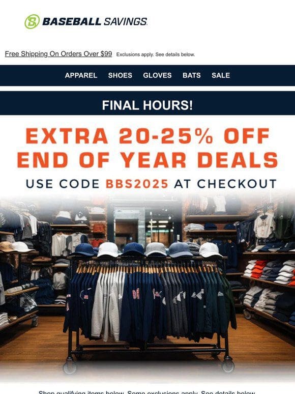 Final Hours For Extra 20-25% Off End Of Year Deals!