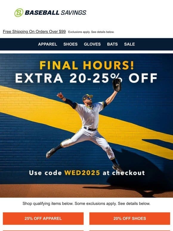 Final Hours For Extra 20-25% Off!