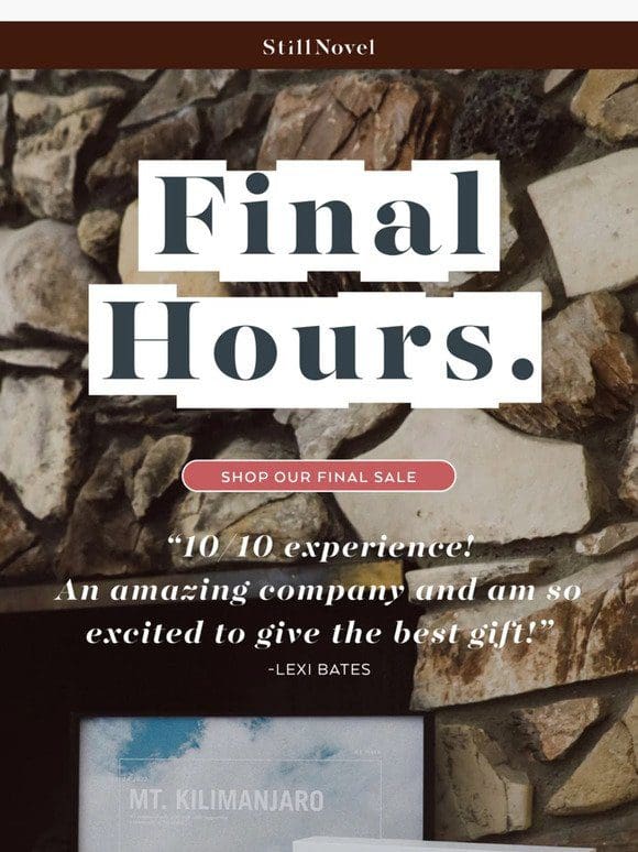 Final Hours – Last Chance for 20% off