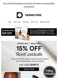 Final hours for 15% off SkinCeuticals’ 5-star faves