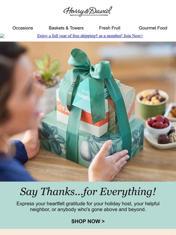 Find kindhearted thank you gifts to show your appreciation.