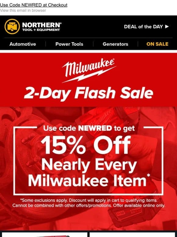Flash Savings Event: 15% Off Milwaukee Favorites!