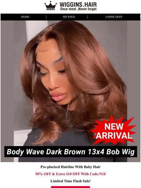 Flash sale dark brown bob， half price with extra $10 off!
