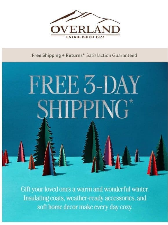 Free 3-Day Shipping on All Orders