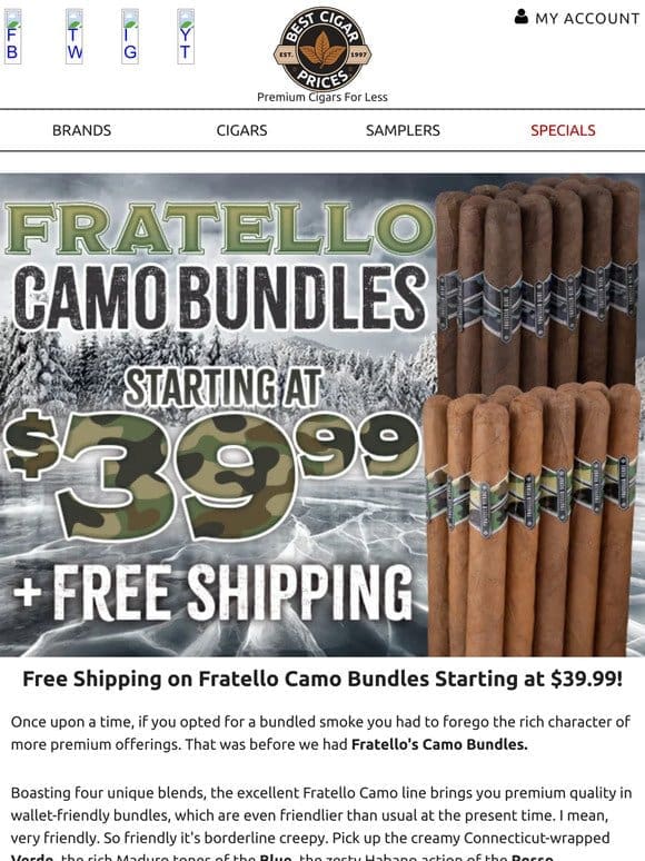 Free Shipping on Fratello Camo Bundles