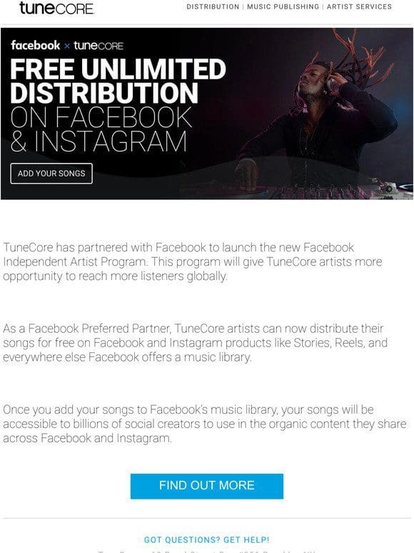 Free & Unlimited Distribution to Facebook & Instagram