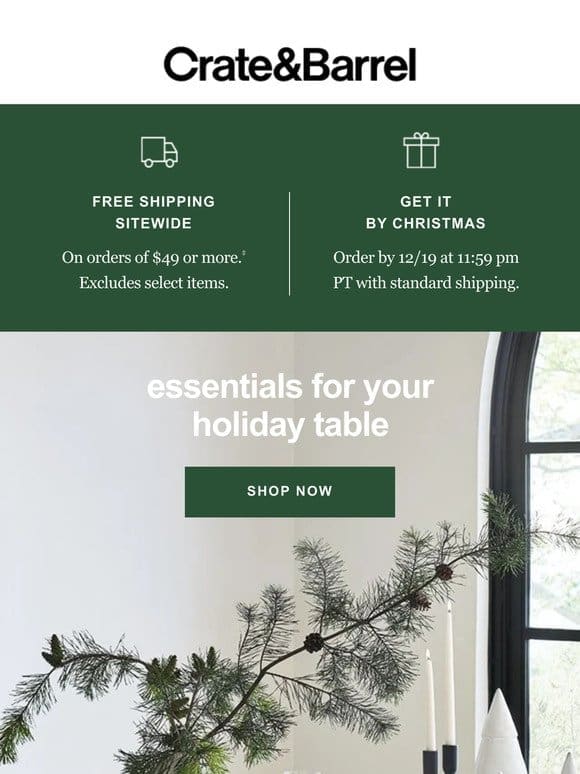 Free shipping SITEWIDE—perfect for these holiday table essentials!
