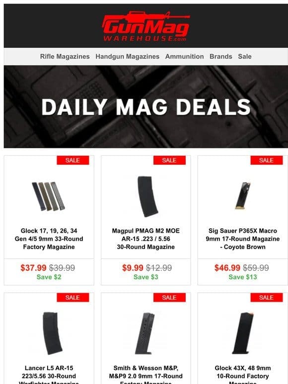 Friday Mag Deals To End Your Week! | Glock 17 9mm 33rd Mag for $38