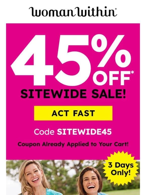 From Us To You: 45% OFF SITEWIDE