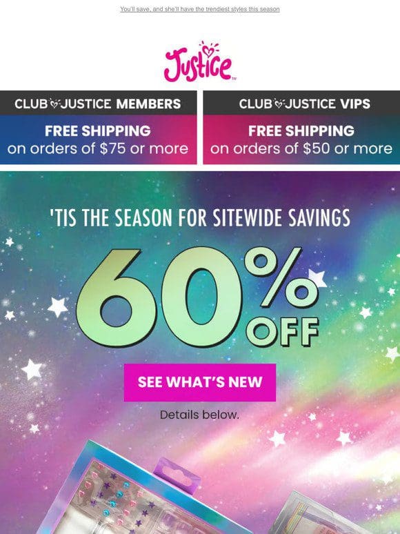 Fwd: 60% Off ALL The Styles On Your Girl’s List