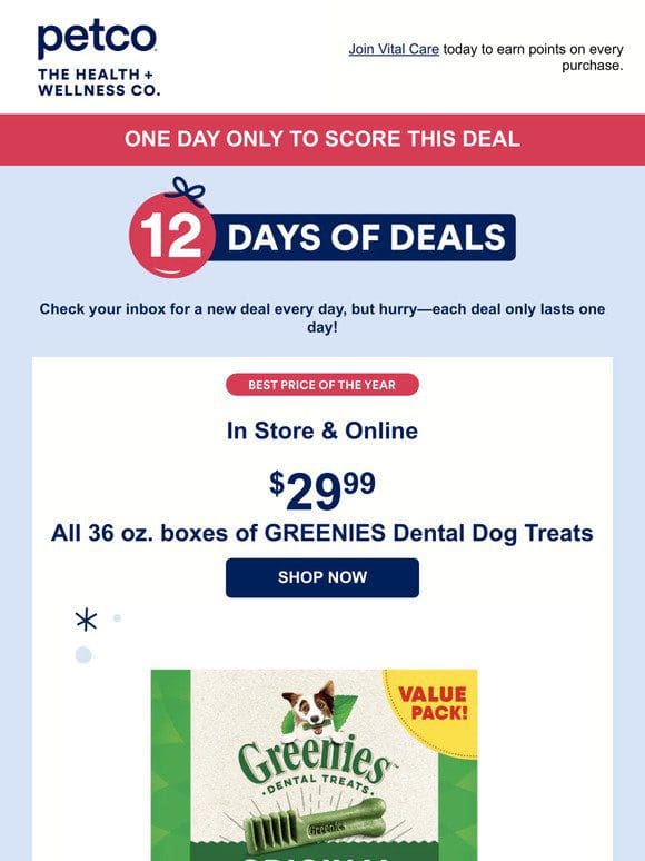 GREENIES dental dog treats $29.99
