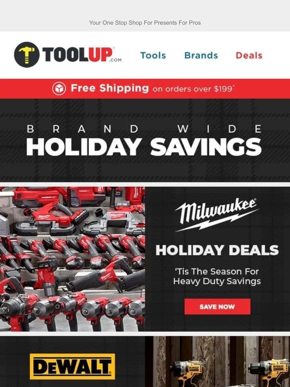Get 10% OFF Top Tool Brands This Holiday Season