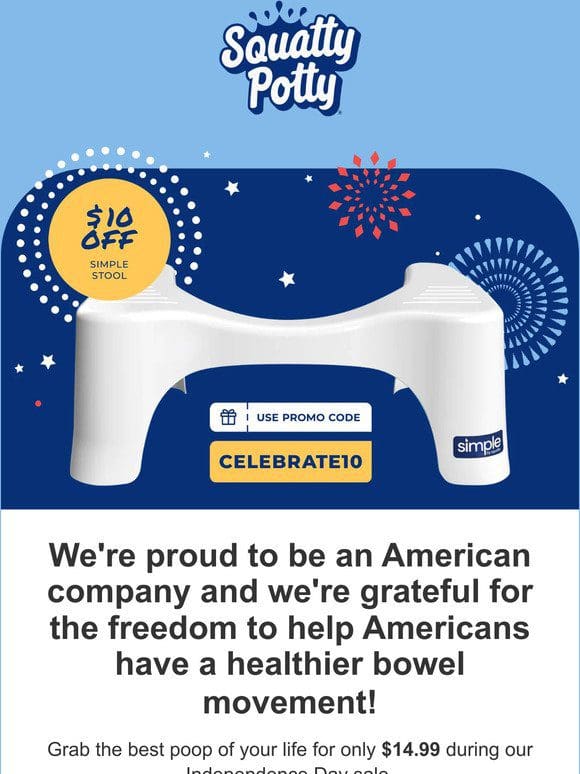 Get $10 off a Squatty Potty for Independence Day!