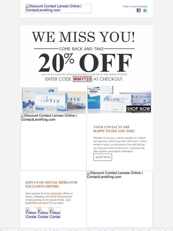 Get 20% Off | Come Back And Save Today!