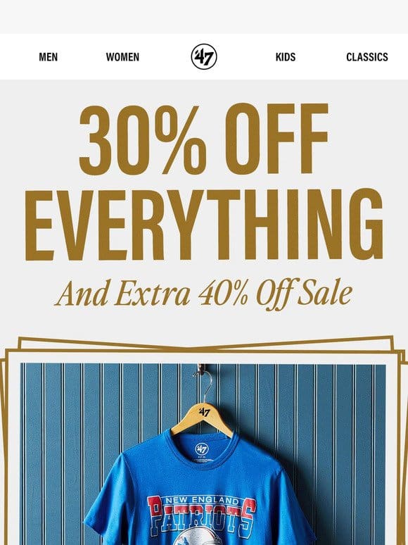 Get 30% Off + An Extra 40% Off Sale Items