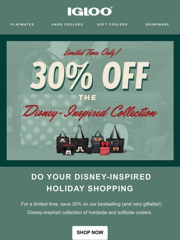 Get 30% off our Disney-Inspired Cooler Collection!