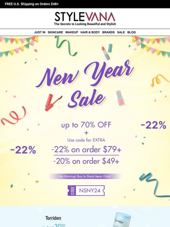 Get Extra 20-22% Off now!  Up to 70% OFF NEW YEAR deals!