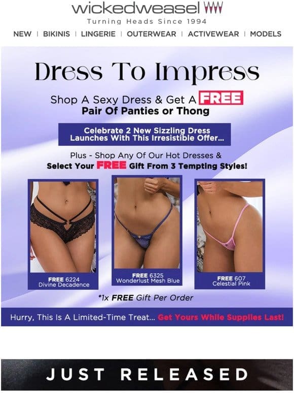 Get FREE Panties or Thong when you buy a sexy dress!