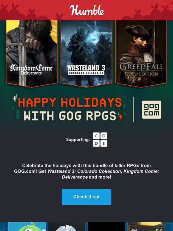Get Wasteland 3， Kingdom Come: Deliverance， Greedfall & other great RPGs!