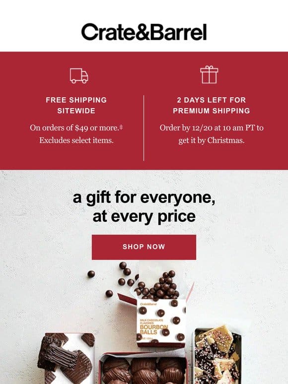 Get gifts at every price + free shipping!