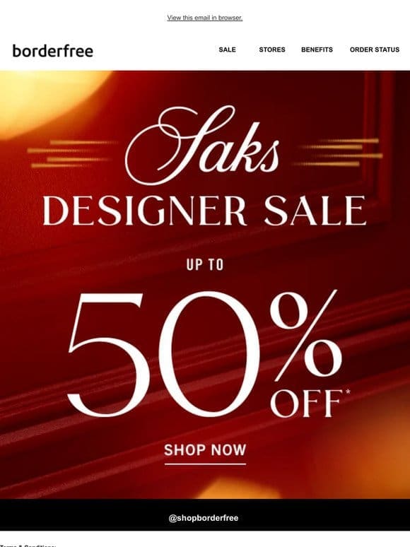 Get up to 50% off during Saks Designer Sale