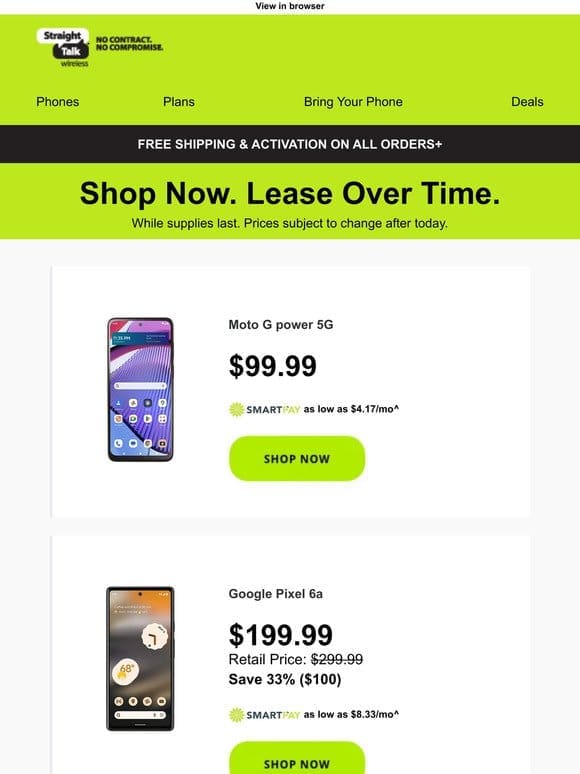 Get your new phone for las low as $4.17/mo