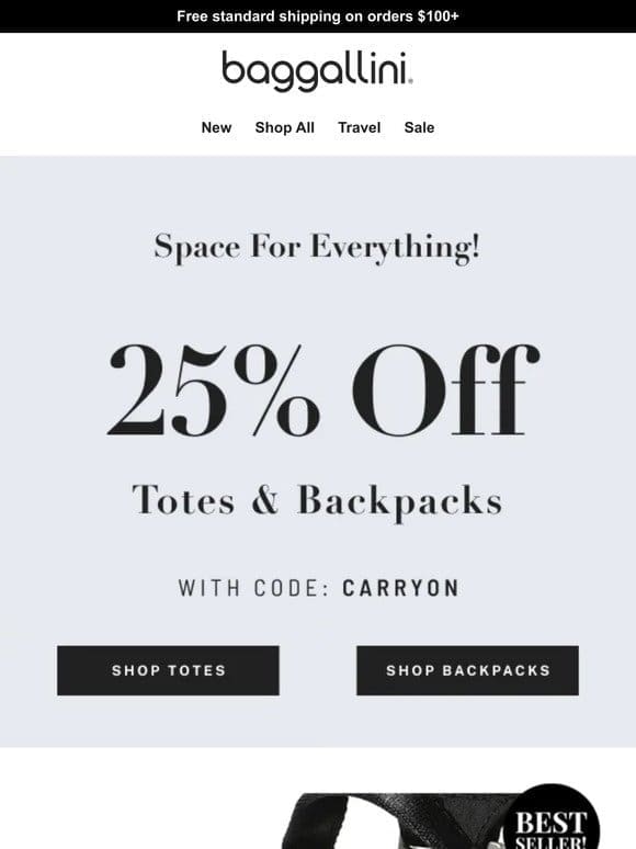 Great ﻿Inside Pockets — 25% off Totes & Backpacks